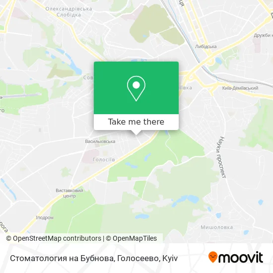 Стоматология на Бубнова, Голосеево map