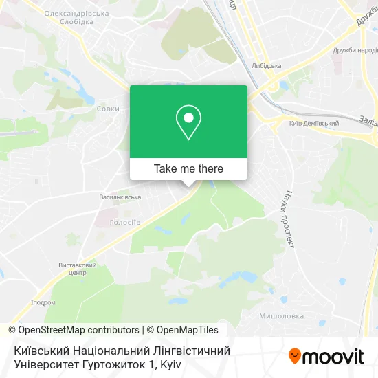 Карта Київський Національний Лінгвістичний Університет Гуртожиток 1