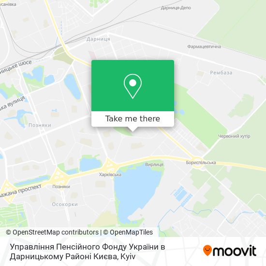 Управління Пенсійного Фонду України в Дарницькому Районі Києва map