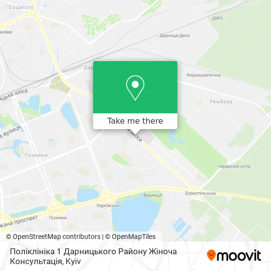Карта Поліклініка 1 Дарницького Району Жіноча Консультація