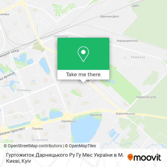 Карта Гуртожиток Дарницького Ру Гу Мвс України в М. Києві