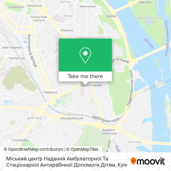 Карта Міський центр Надання Амбулаторної Та Стаціонарної Антирабічної Допомоги Дітям