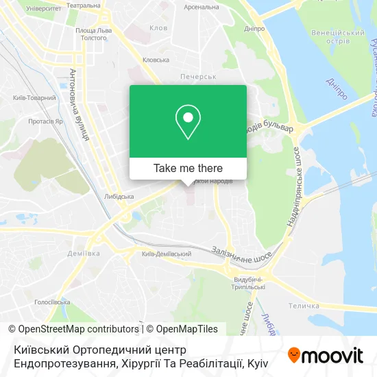 Карта Київський Ортопедичний центр Ендопротезування, Хірургії Та Реабілітації