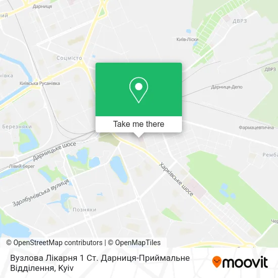 Карта Вузлова Лікарня 1 Ст. Дарниця-Приймальне Відділення