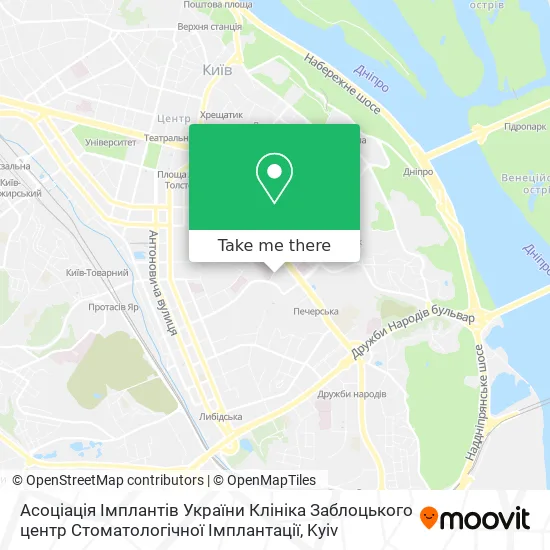 Асоціація Імплантів України Клініка Заблоцького центр Стоматологічної Імплантації map