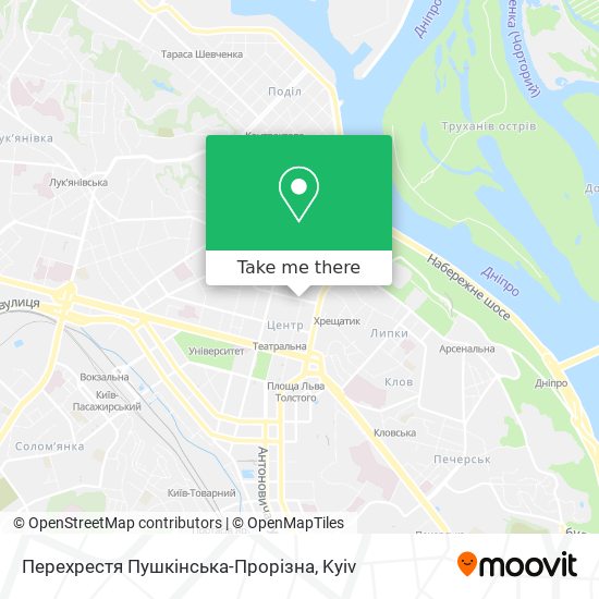 Перехрестя Пушкінська-Прорізна map