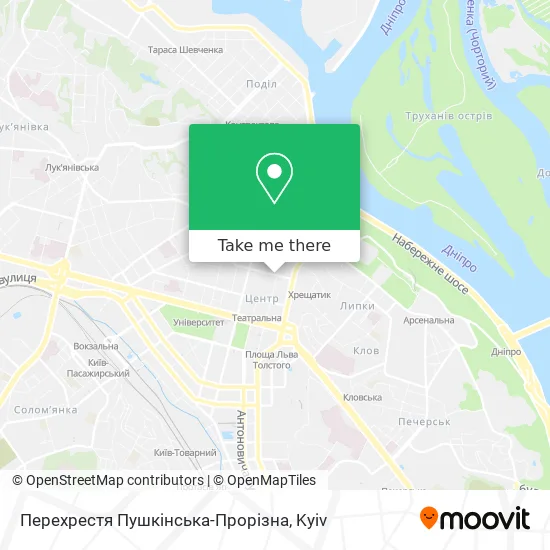 Перехрестя Пушкінська-Прорізна map