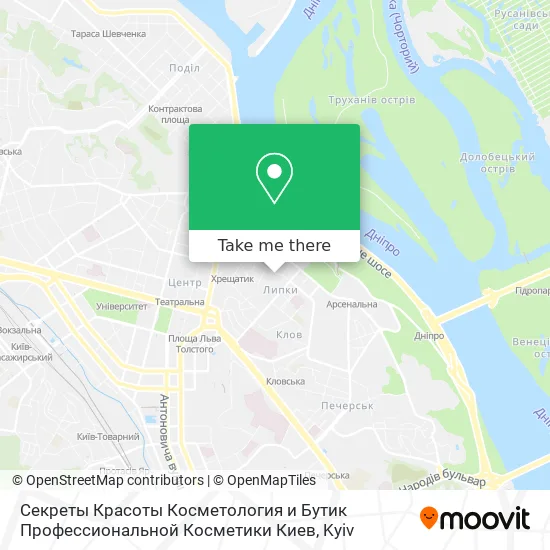 Карта Секреты Красоты Косметология и Бутик Профессиональной Косметики Киев