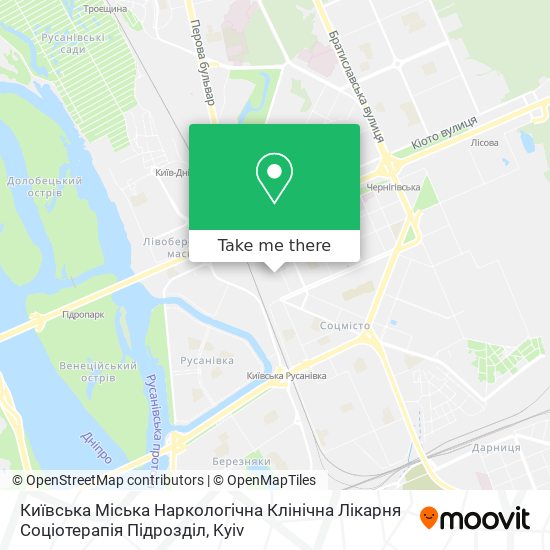 Карта Київська Міська Наркологічна Клінічна Лікарня Соціотерапія Підрозділ
