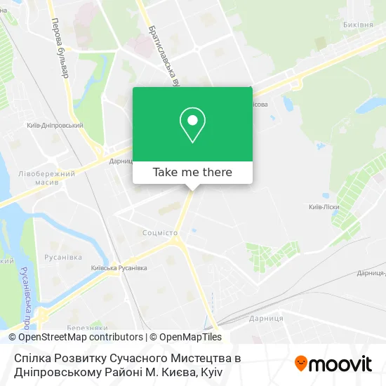 Карта Спілка Розвитку Сучасного Мистецтва в Дніпровському Районі М. Києва