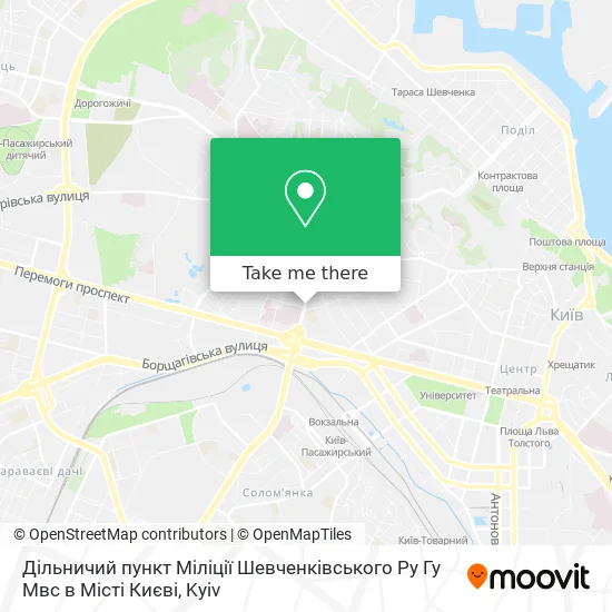 Карта Дільничий пункт Міліції Шевченківського Ру Гу Мвс в Місті Києві