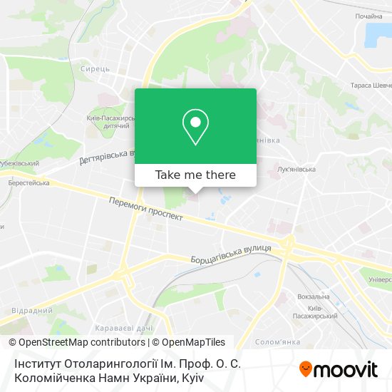 Інститут Отоларингології Ім. Проф. О. С. Коломійченка Намн України map
