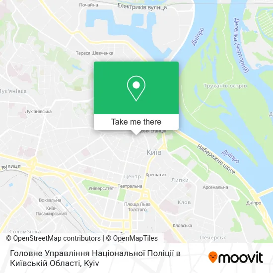 Карта Головне Управління Національної Поліції в Київській Області