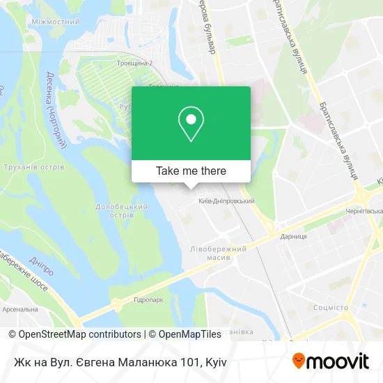 Карта Жк на Вул. Євгена Маланюка 101