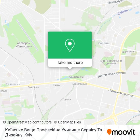 Карта Київське Вище Професійне Училище Сервісу Та Дизайну