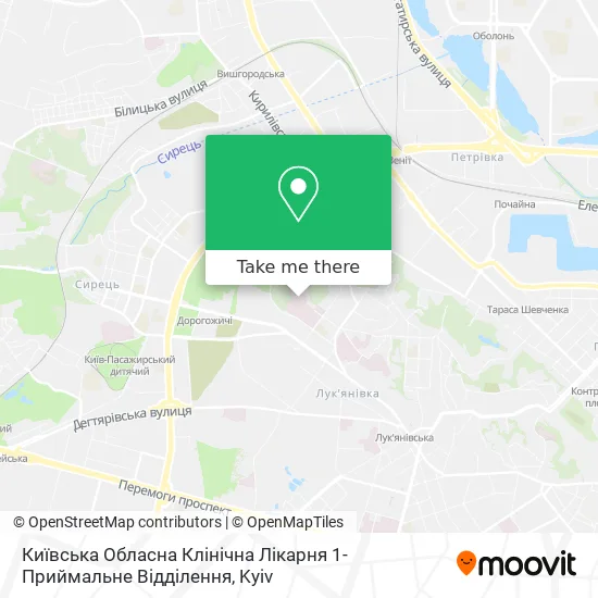 Київська Обласна Клінічна Лікарня 1-Приймальне Відділення map