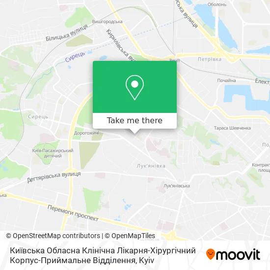 Київська Обласна Клінічна Лікарня-Хірургічний Корпус-Приймальне Відділення map