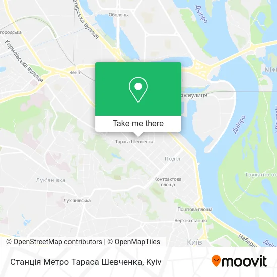 Карта Станція Метро Тараса Шевченка