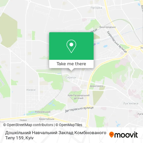 Карта Дошкільний Навчальний Заклад Комбінованого Типу 159