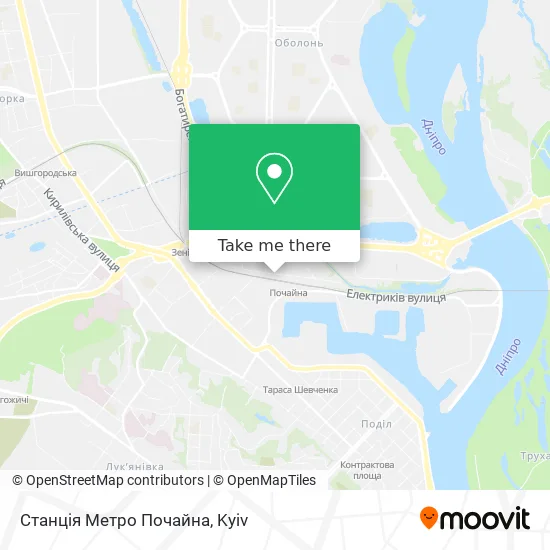 Станція Метро Почайна map