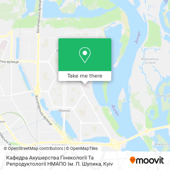 Карта Кафедра Акушерства Гінекології Та Репродуктології НМАПО Ім. П. Шупика