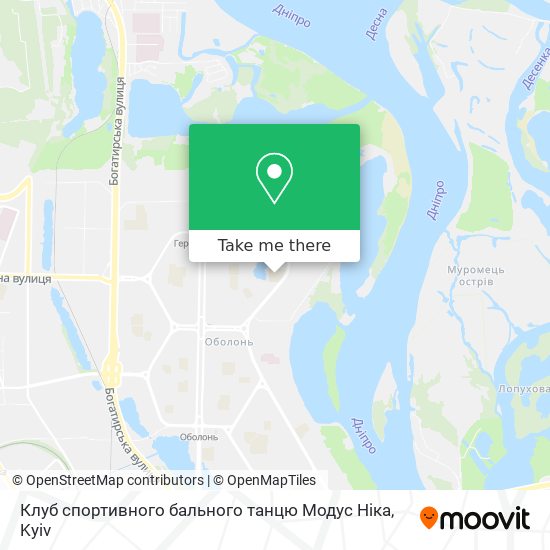Карта Клуб спортивного бального танцю Модус Ніка