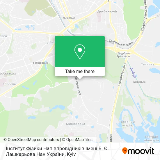 Карта Інститут Фізики Напівпровідників Імені В. Є. Лашкарьова Нан України
