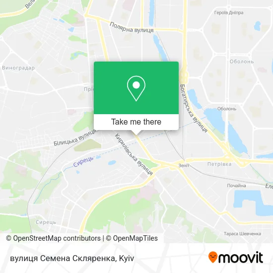 Карта вулиця Семена Скляренка