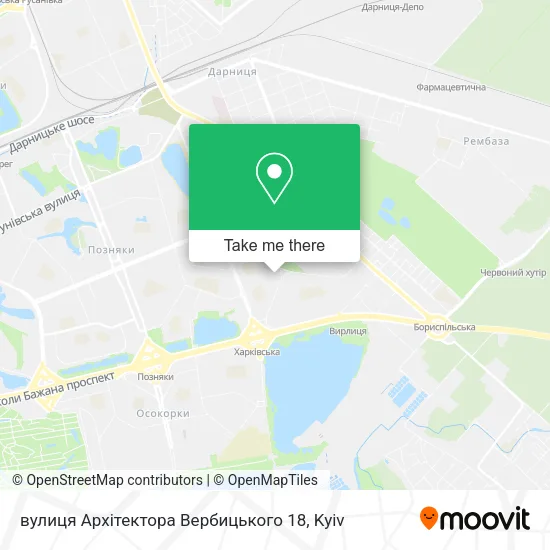 Карта вулиця Архітектора Вербицького 18