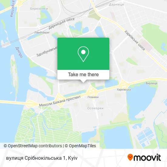 вулиця Срібнокільська 1 map