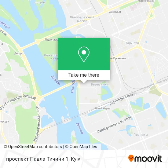 Карта проспект Павла Тичини 1