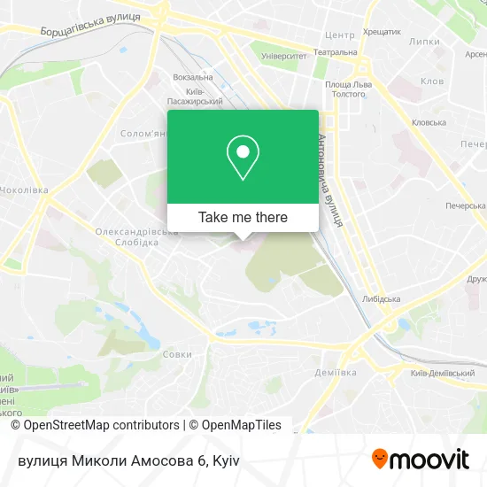 Карта вулиця Миколи Амосова 6