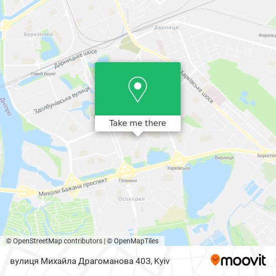 Карта вулиця Михайла Драгоманова 40З