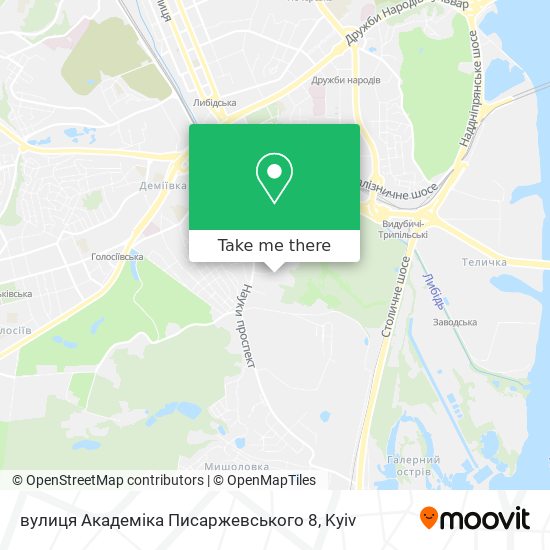 Карта вулиця Академіка Писаржевського 8