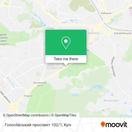 Карта Голосіївський проспект 102/1