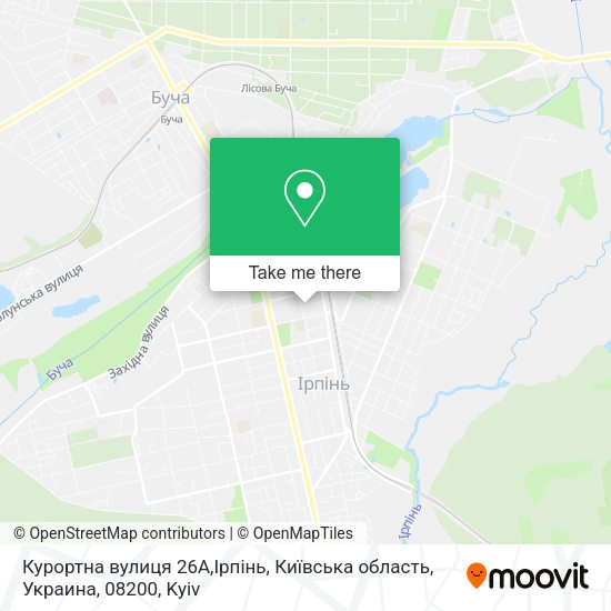 Карта Курортна вулиця 26A,Ірпінь, Київська область, Украина, 08200
