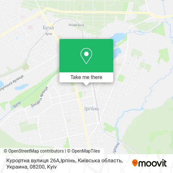 Карта Курортна вулиця 26A,Ірпінь, Київська область, Украина, 08200