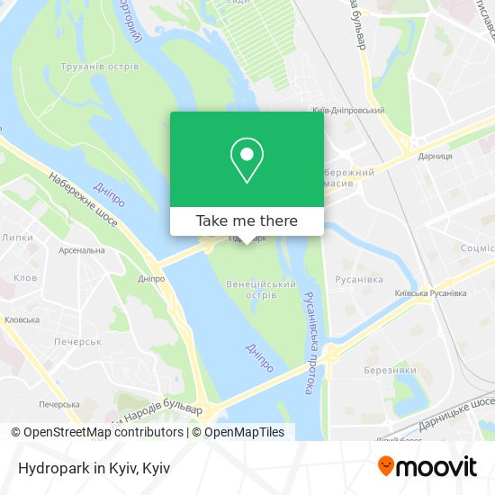 Hydropark in Kyiv map