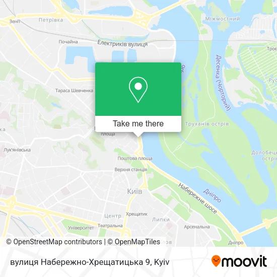 Карта вулиця Набережно-Хрещатицька 9