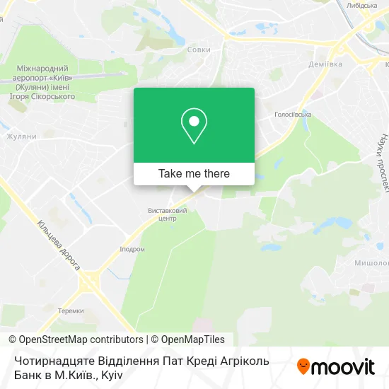 Карта Чотирнадцяте Відділення Пат Креді Агріколь Банк в М.Київ.