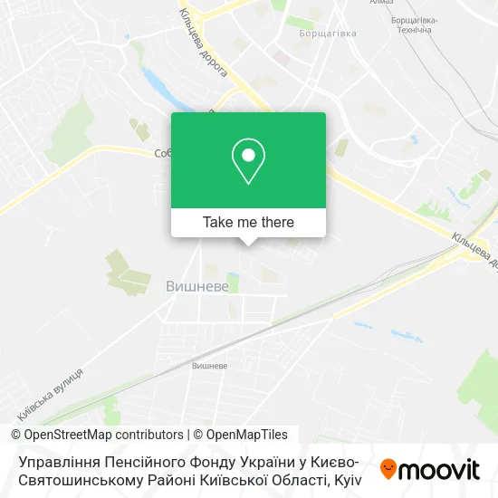 Карта Управління Пенсійного Фонду України у Києво-Святошинському Районі Київської Області