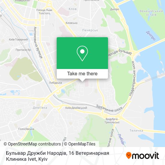 Карта Бульвар Дружби Народів, 16 Ветеринарная Клиника Ivet