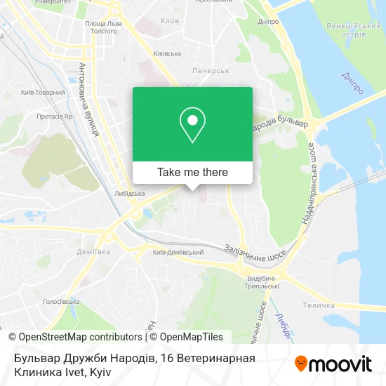 Карта Бульвар Дружби Народів, 16 Ветеринарная Клиника Ivet