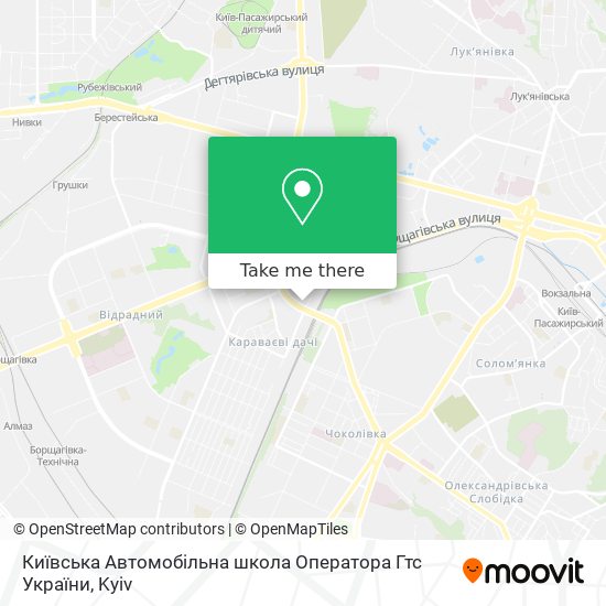 Карта Київська Автомобільна школа Оператора Гтс України