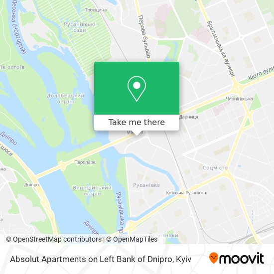 Absolut Apartments on Left Bank of Dnipro map
