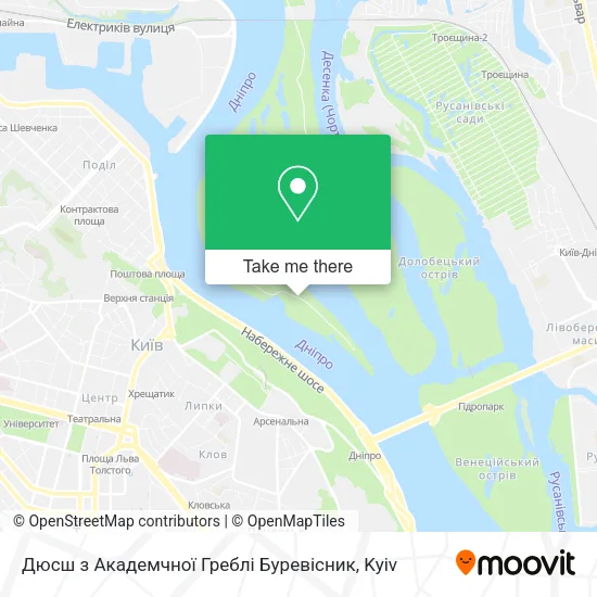 Карта Дюсш з Академчної Греблі Буревісник