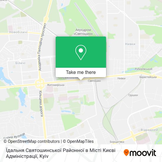 Карта Їдальня Святошинської Районної в Місті Києві Адміністрації