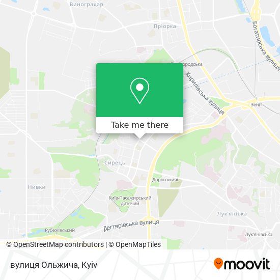 Карта вулиця Ольжича