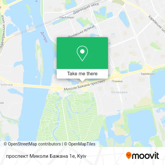 Карта проспект Миколи Бажана 1е