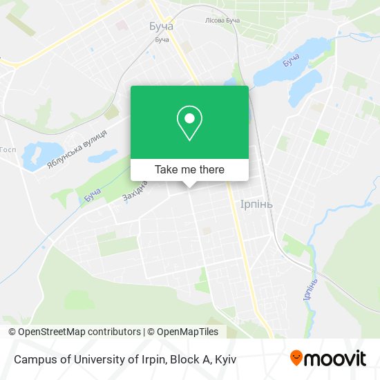 Campus of University of Irpin, Block A map